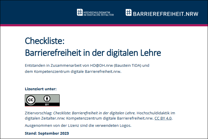 Checkliste "Barrierefreiheit In Der Digitalen Lehre" - Portal Digitale ...