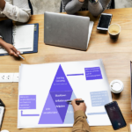 Group of diverse people having a business meeting, edited